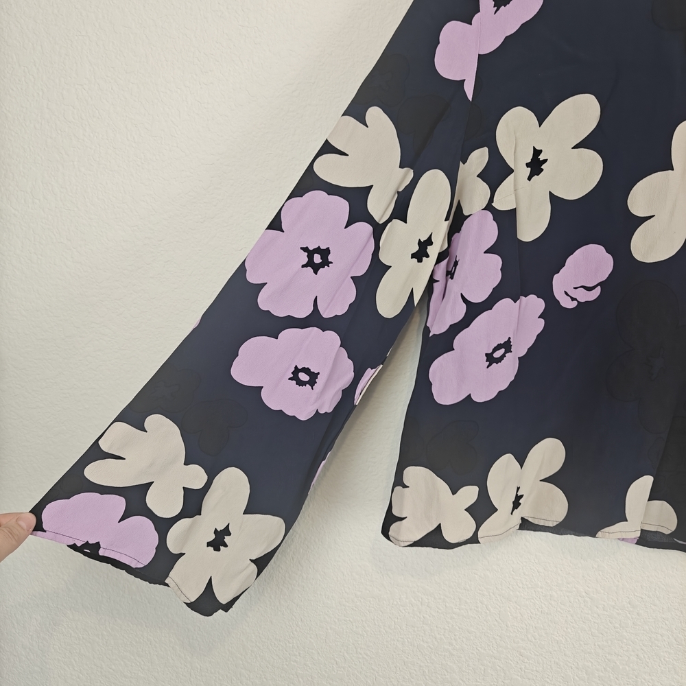 Merimekko Sorea Kevattalkoot Long Bell Sleeve Floral Blouse Sz 40, 10 - Picture 8 of 13
